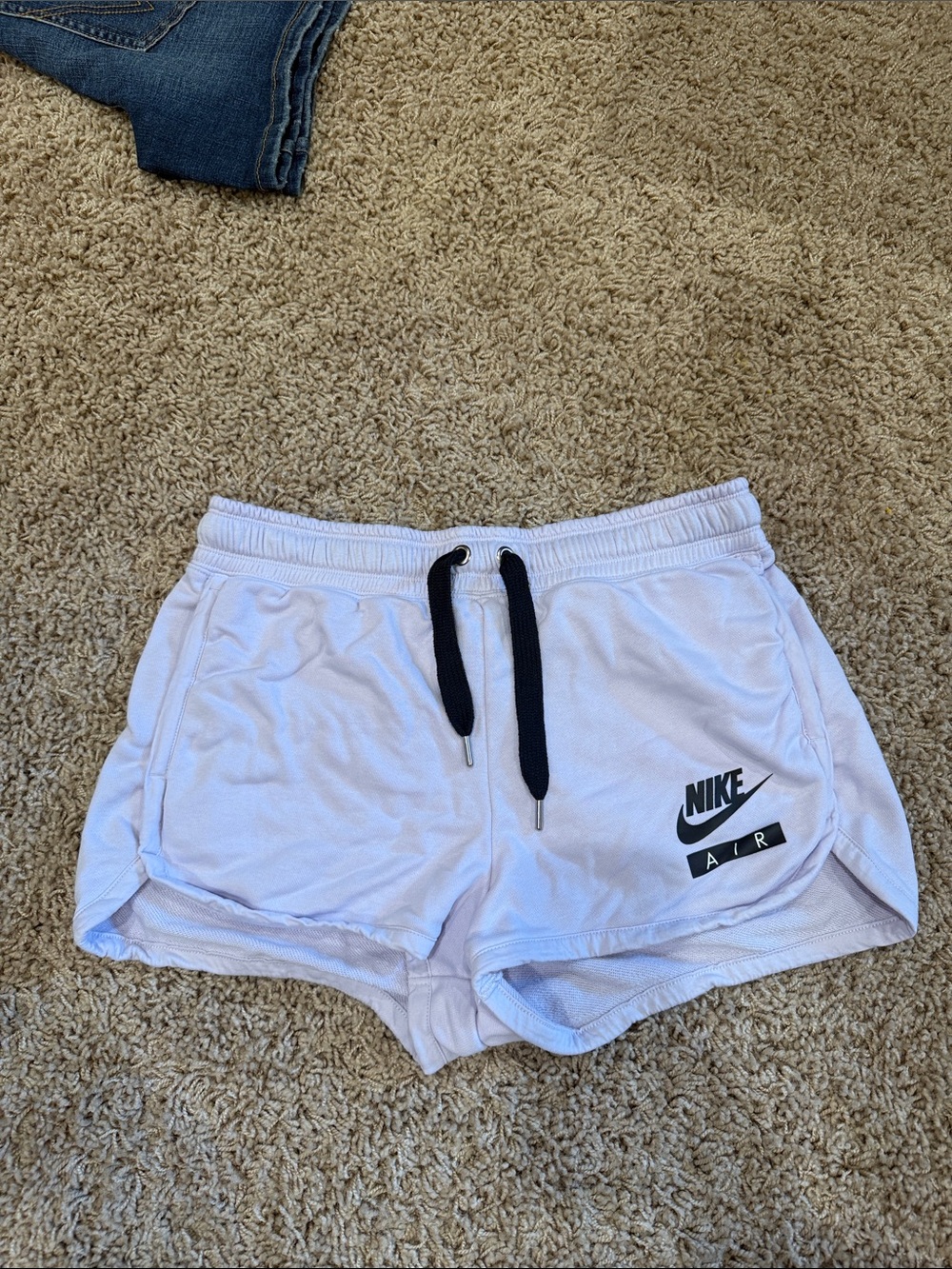 Nike Women’s White Athletic Shorts with Black Drawstring